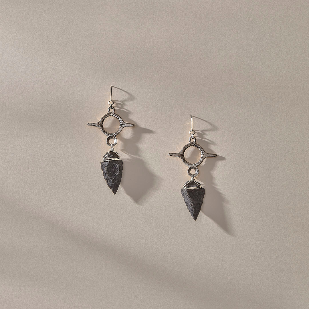 Earth Arrowhead Earrings | Bronze