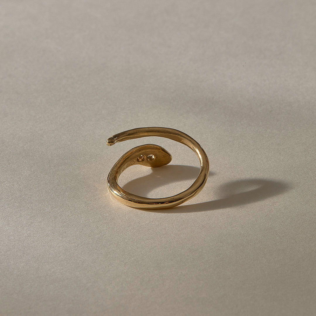 Stoned Serpent Smokey Quartz Ring | Gold
