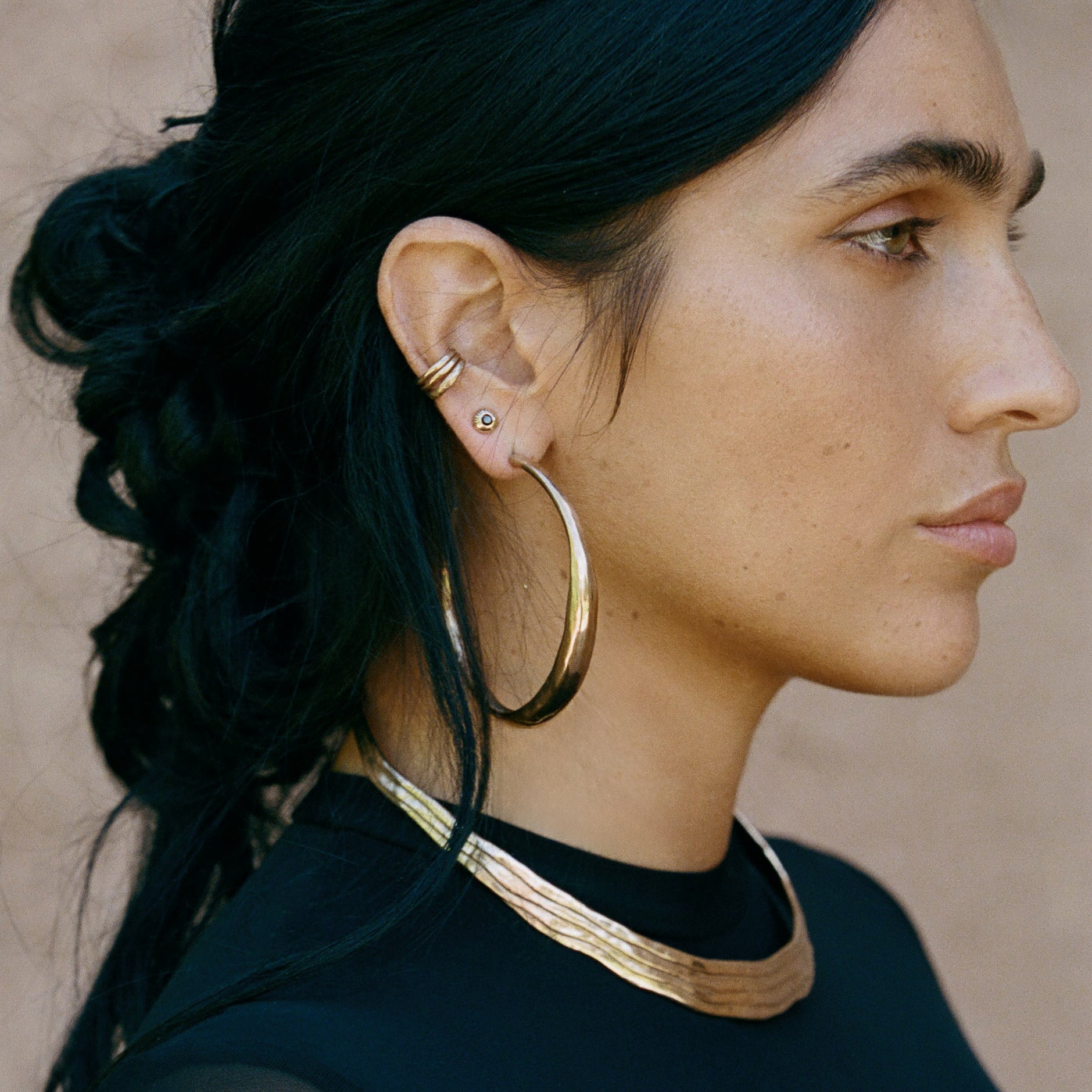 Temple Diamond Studs Gold