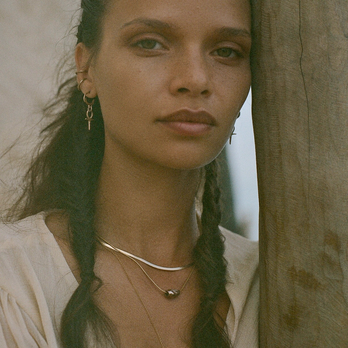 Ankh Charm Hoops | Bronze
