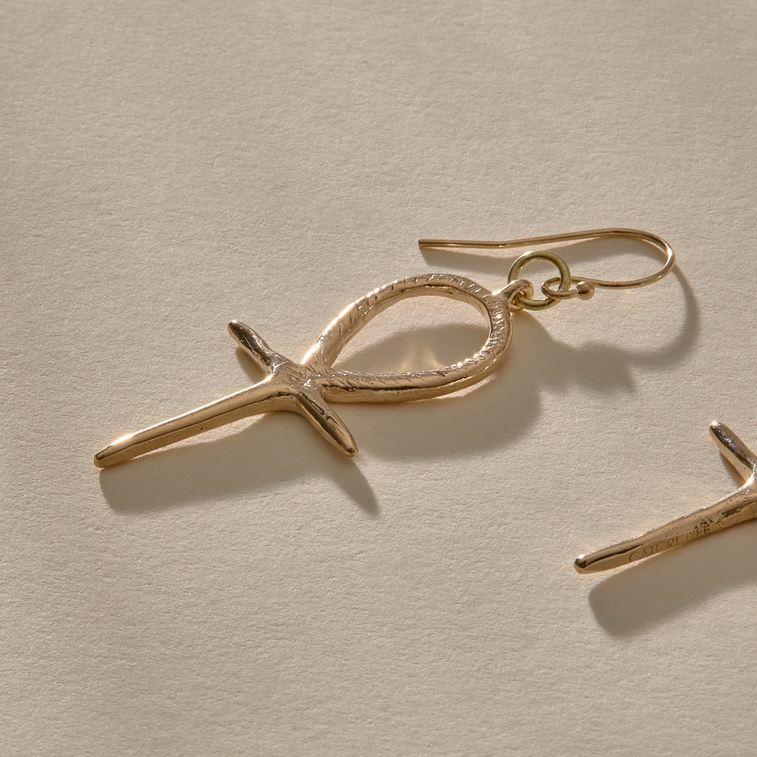 Ankh Earrings | Gold