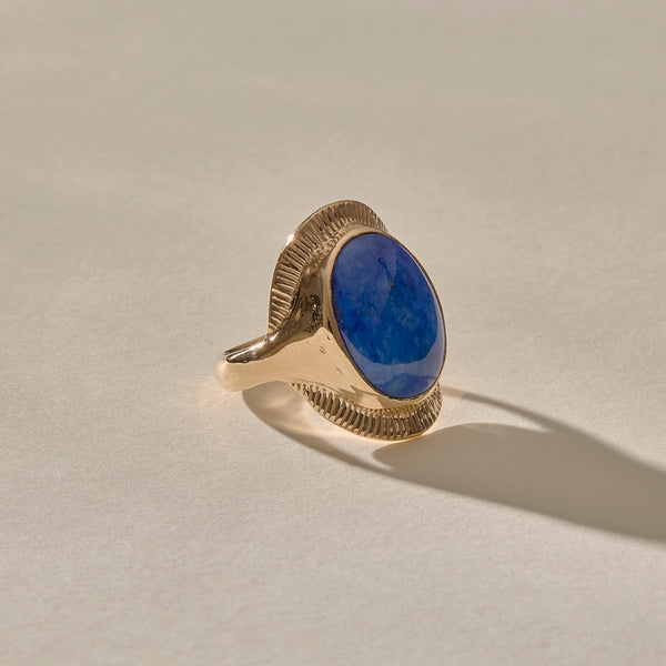 Inanna Lapis Shield Ring | Gold