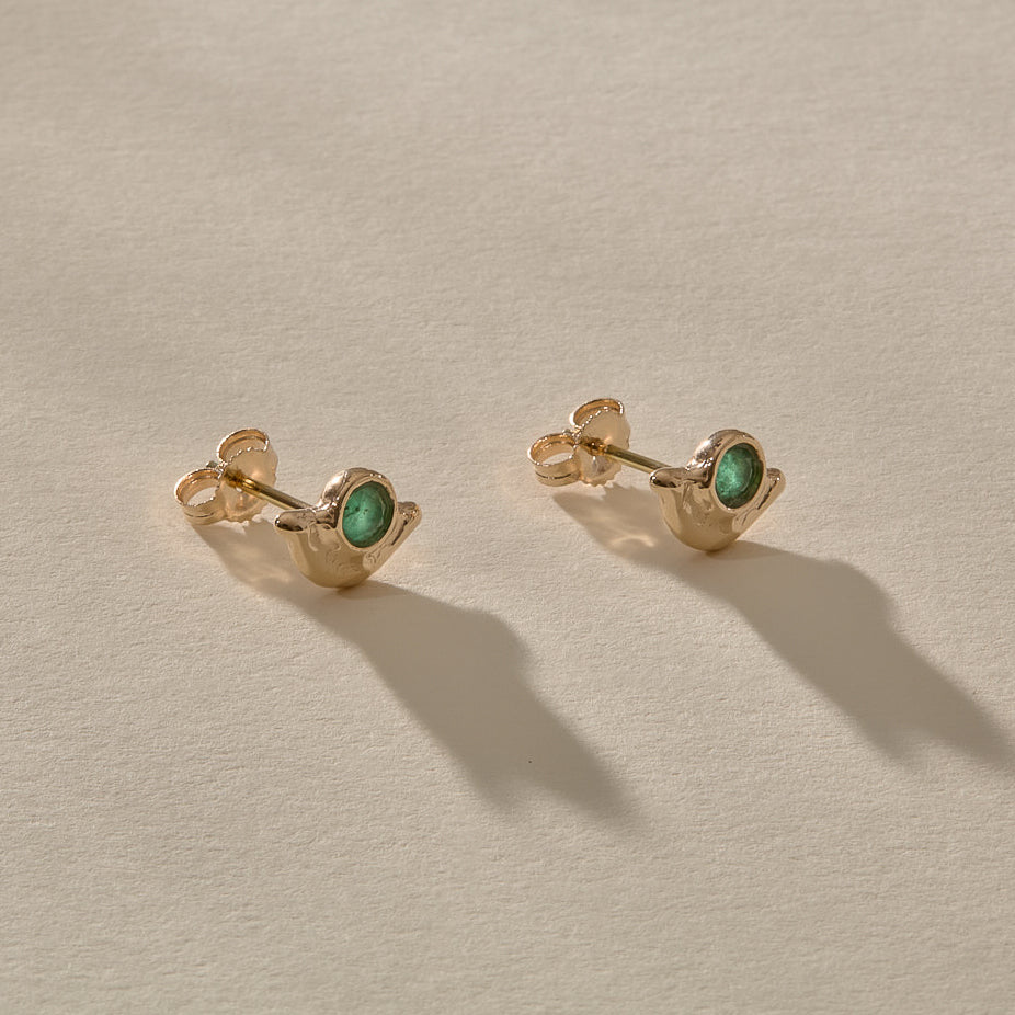 Vida Emerald Studs | Gold