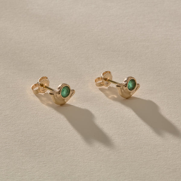 Vida Emerald Studs | Gold