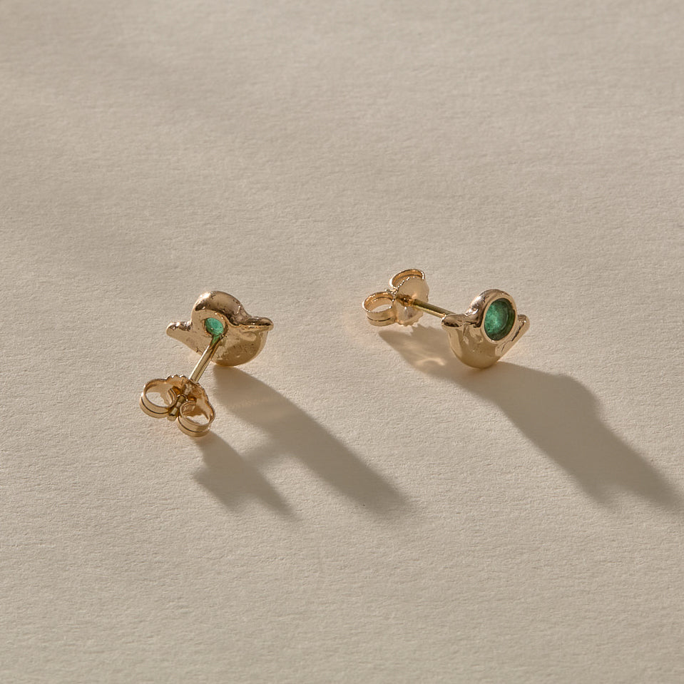 Vida Emerald Studs | Gold