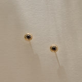 Temple Black Diamond Studs | Gold