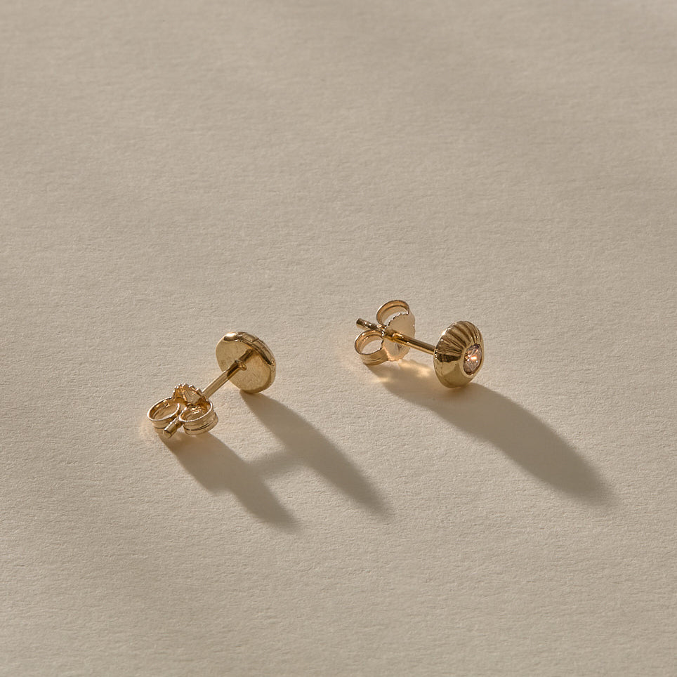 Temple Champagne Diamond Studs | Gold