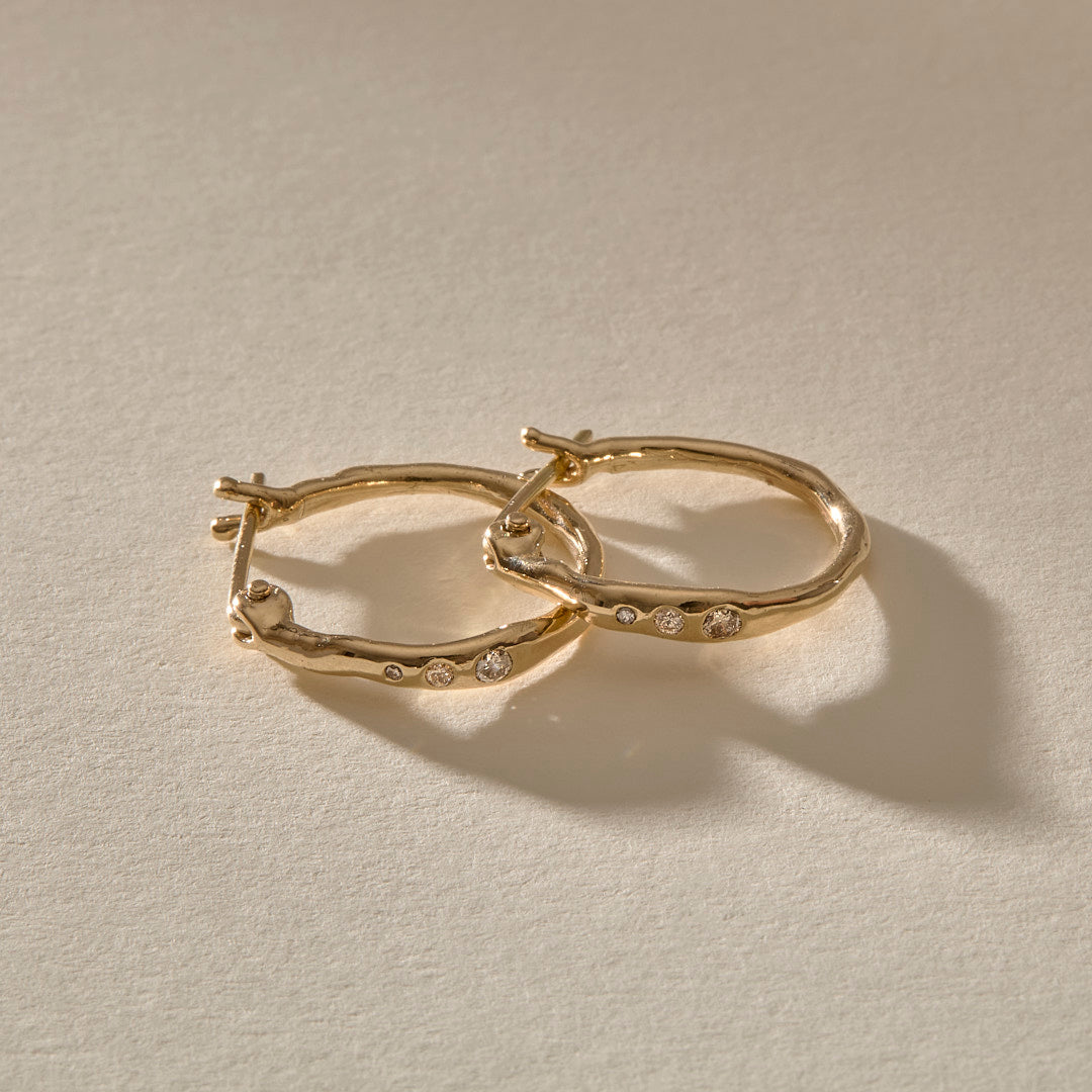 Vida Champagne Diamond Hoops | Gold