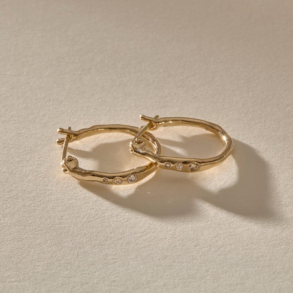 Vida Champagne Diamond Hoops | Gold