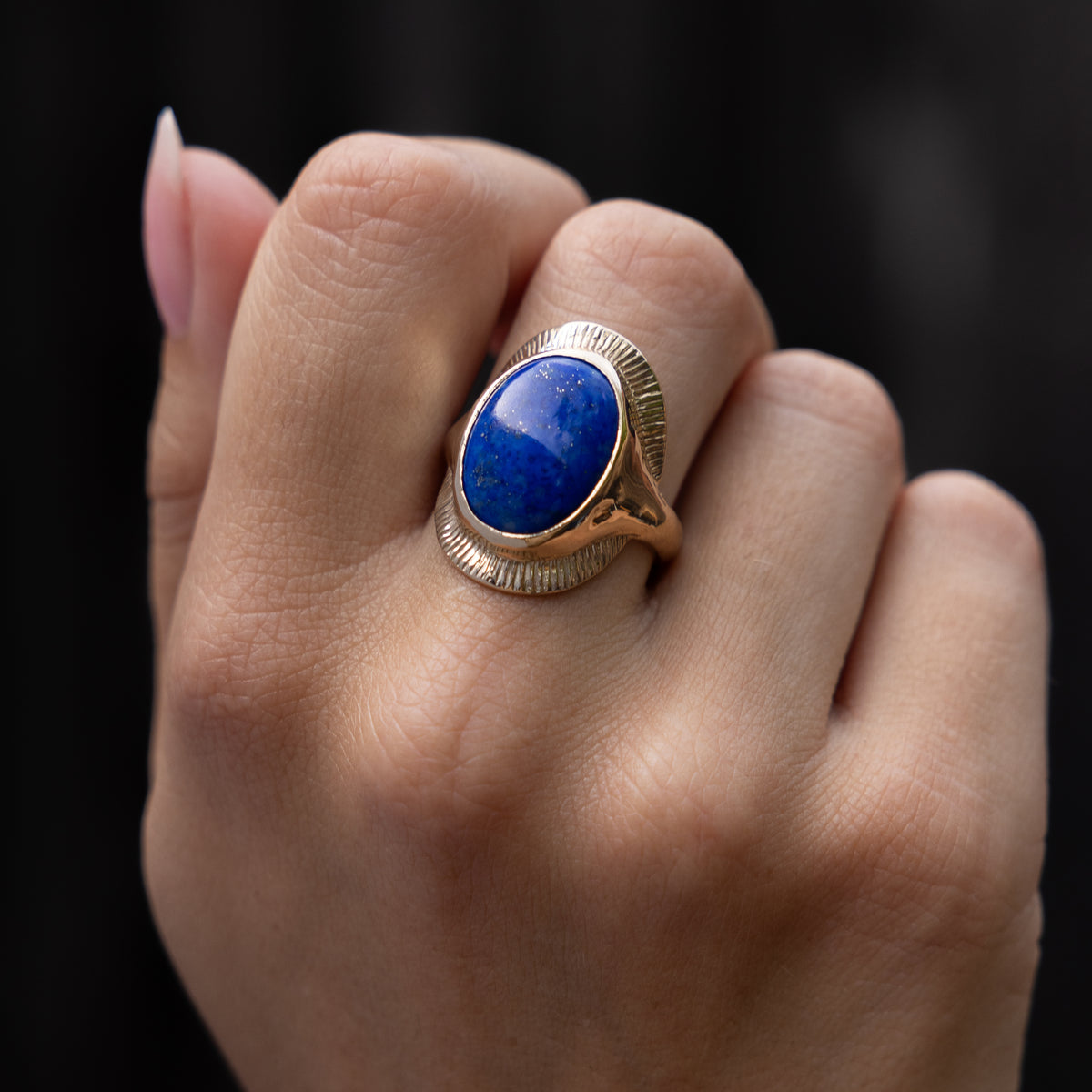 Inanna Lapis Shield Ring | Silver