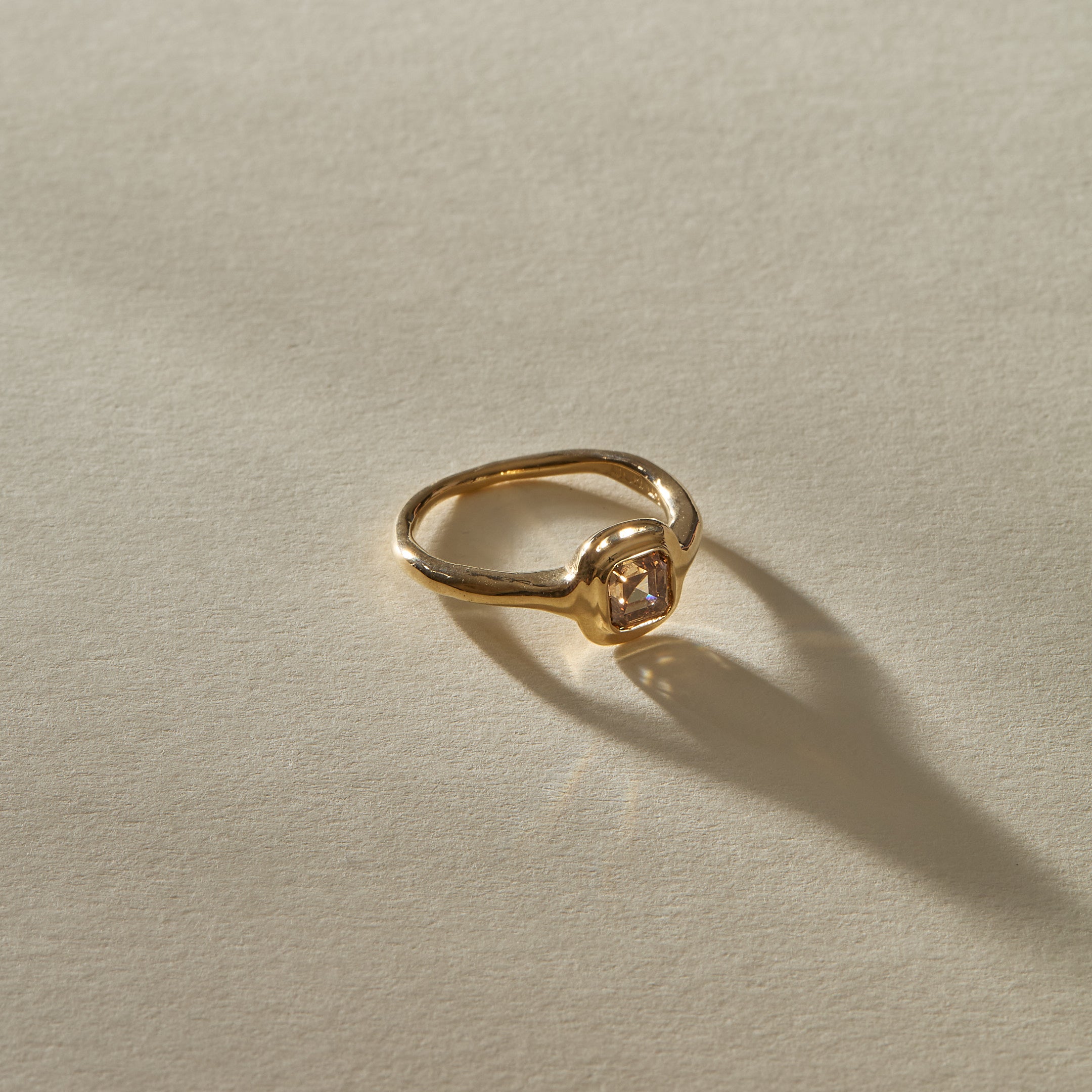 Nooré Square Step Cut Champagne Diamond Ring