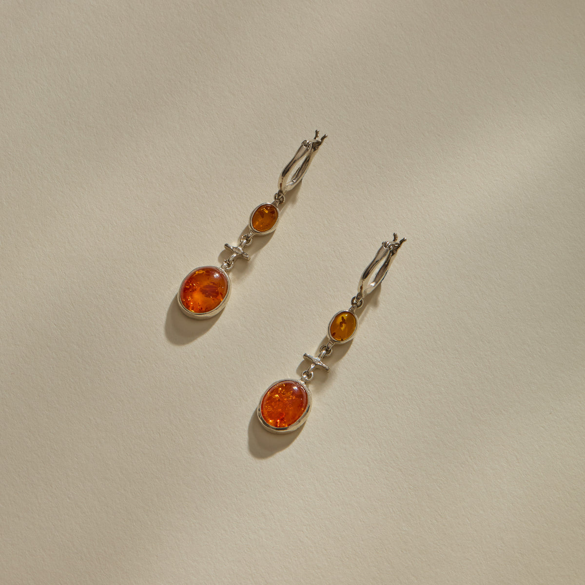 Jūratė Amber Chandeliers Earrings | Silver