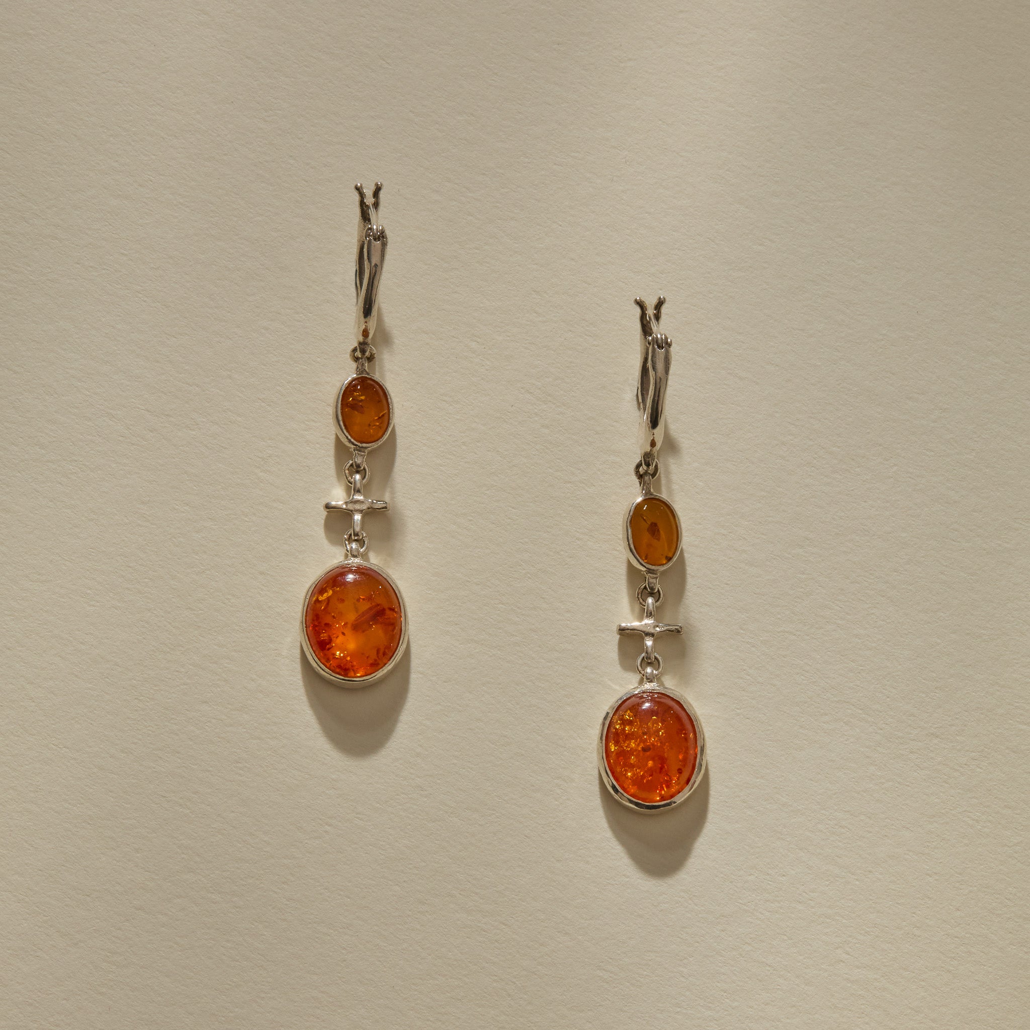 Jūratė Amber Chandeliers Earrings | Silver