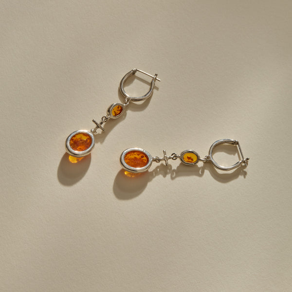 Jūratė Amber Chandeliers Earrings | Silver