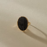 Black Tourmaline Amulet Ring II | Gold