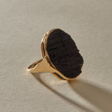 Black Tourmaline Amulet Ring XVIII | Gold | OOAK