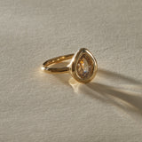 Aurum Pear Rose Cut Champagne Salt and Pepper Diamond | Gold | OOAK