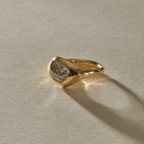 Vía Láctea I Polished Raw Salt and Pepper Diamond Signet Ring | Gold | OOAK