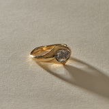 Vía Láctea II Polished Raw Salt and Pepper Diamond Signet Ring | Gold | OOAK