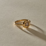 Ambre Square Step Cut Champagne Diamond Ring | Gold | OOAK