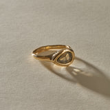 Oriente Pear Rose Cut Champagne Salt and Pepper Diamond Ring | Gold | OOAK