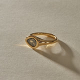 Oriente Pear Rose Cut Champagne Salt and Pepper Diamond Ring | Gold | OOAK