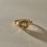 Oriente Pear Rose Cut Champagne Salt and Pepper Diamond Ring | Gold | OOAK