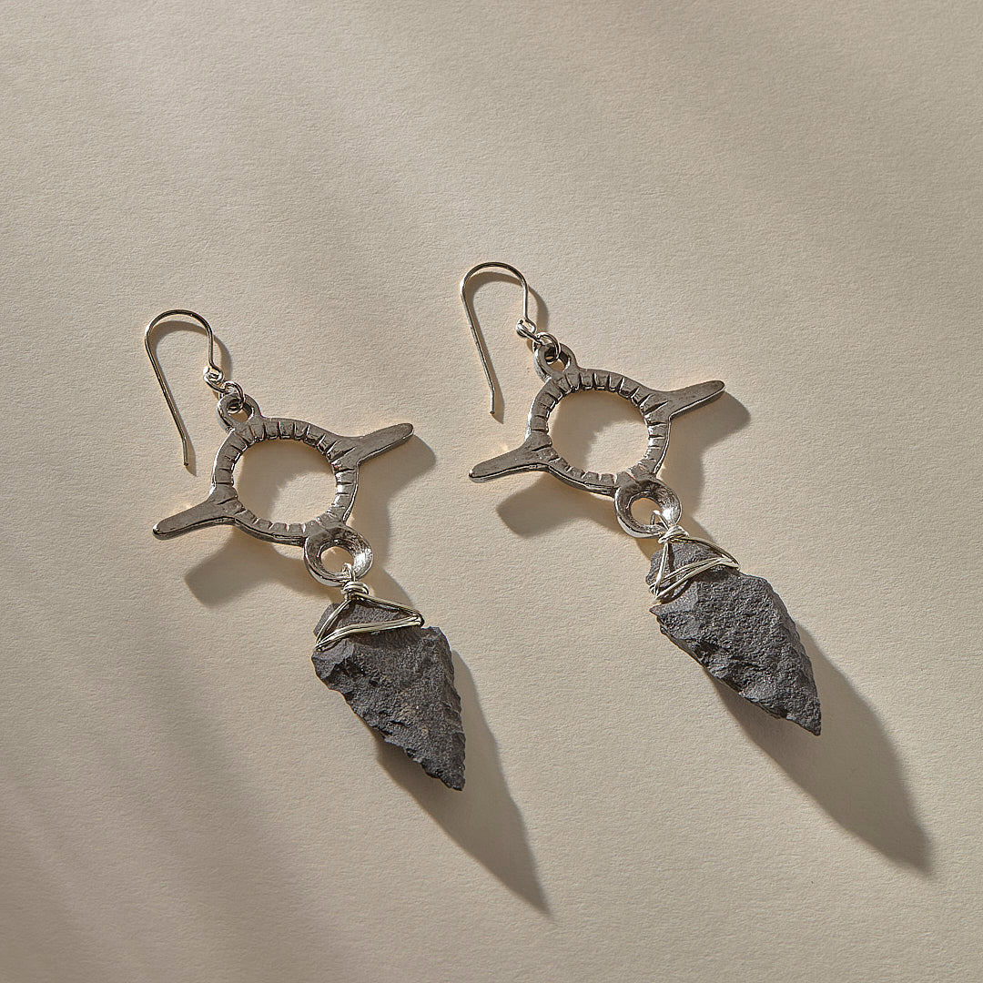 Earth Arrowhead Earrings | Bronze