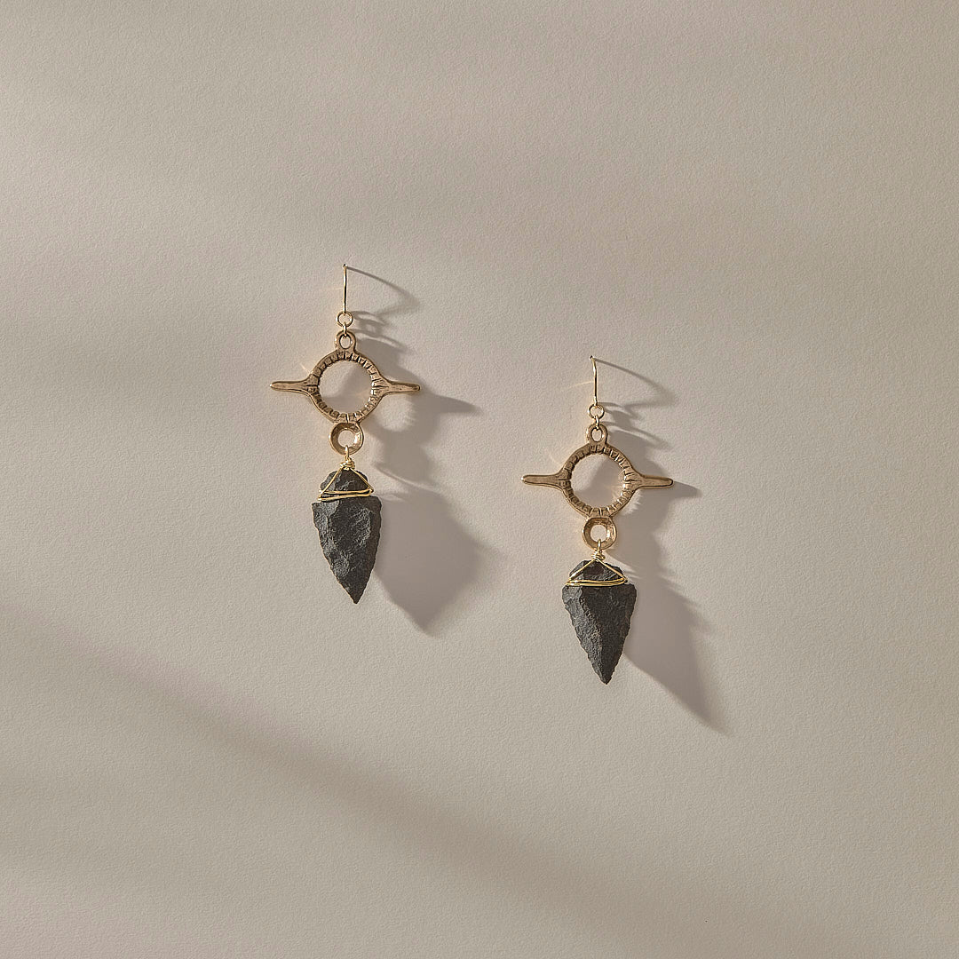 Earth Arrowhead Earrings | Bronze