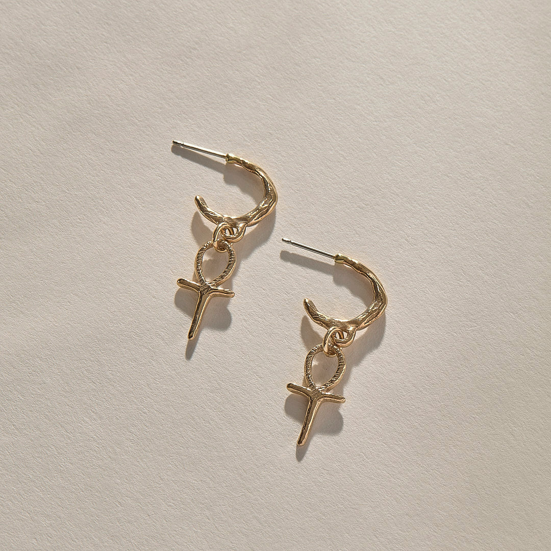 Ankh Charm Hoops