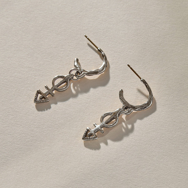 Ma'at Charm Hoops | Silver