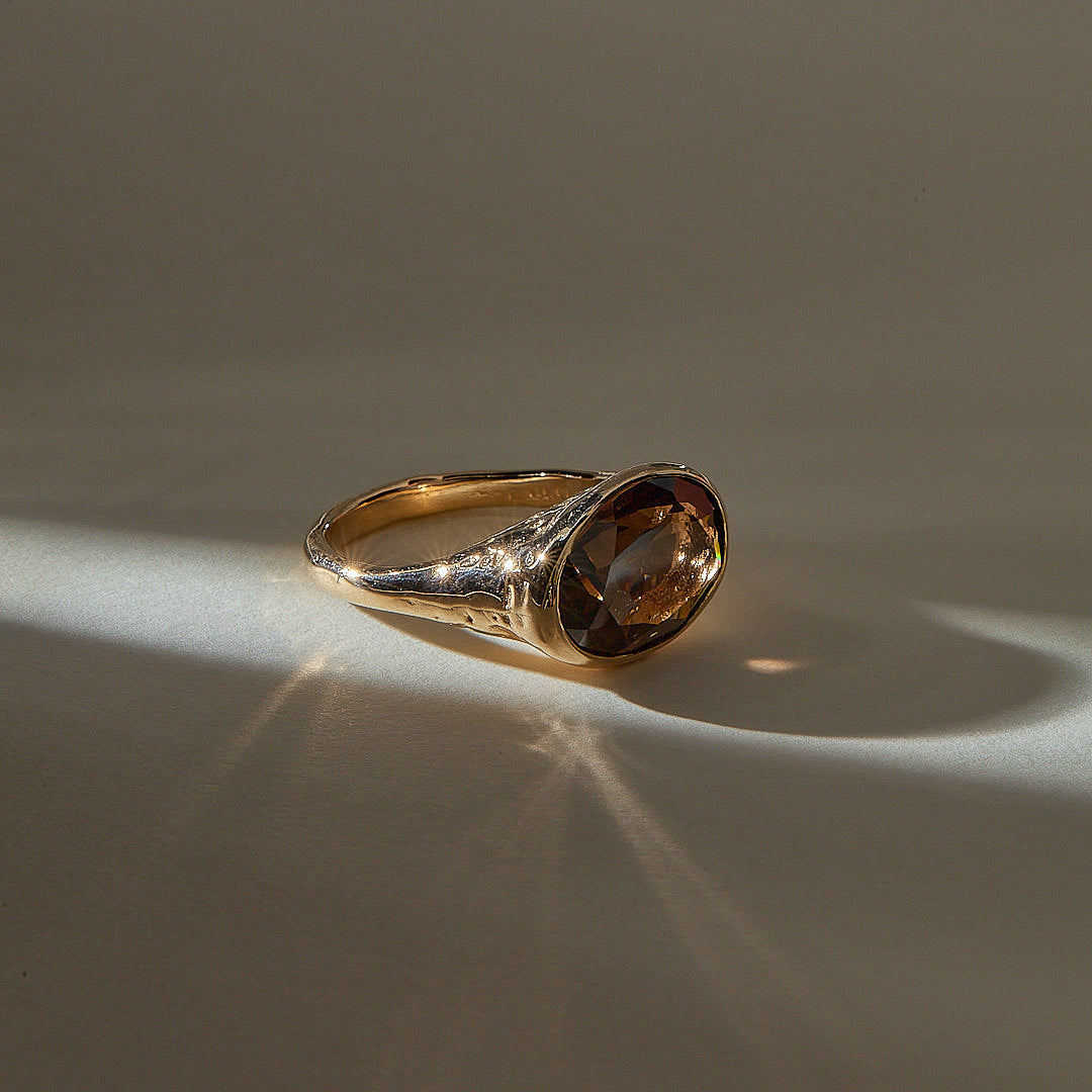 Smoky Quartz Signet Ring