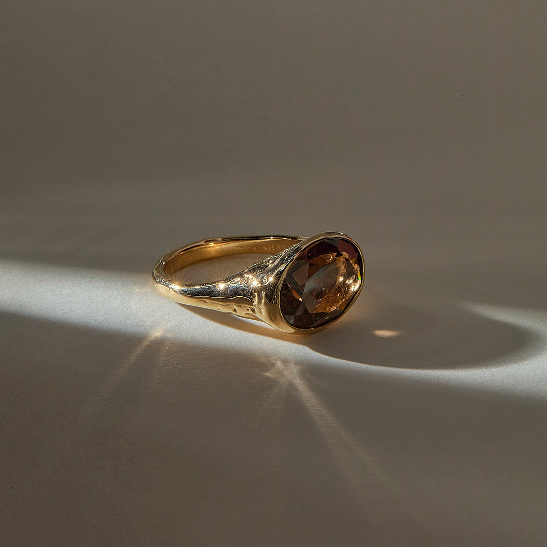 Smoky Quartz Signet Ring