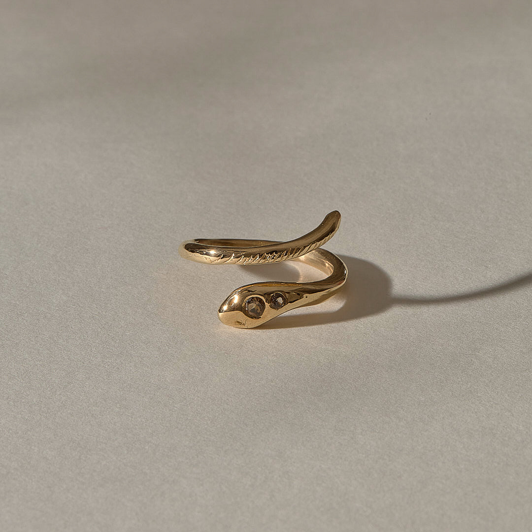 Stoned Serpent Smokey Quartz Ring