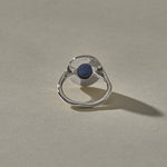 Cleo Lapis Lazuli Amulet Ring in sterling silver from behind, showing the open back setting.