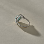 Elysian Larimar Signet Ring in recycled sterling silver from the back at an angle, showing the band.