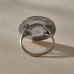 Heart of the Sun Statement Ring in recycled sterling silver from the back, showing the smooth underside.