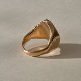 Heritage Textured Signet Ring in recycled bronze from the back at an angle, showing the tapering band.