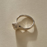 Maré Ring in recycled sterling silver, front view of the band cast from a real seashell