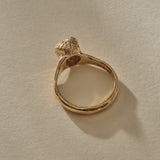 Back view of the Maré Shell Ring in gold, showing the inside of the band stamped Catori Life.
